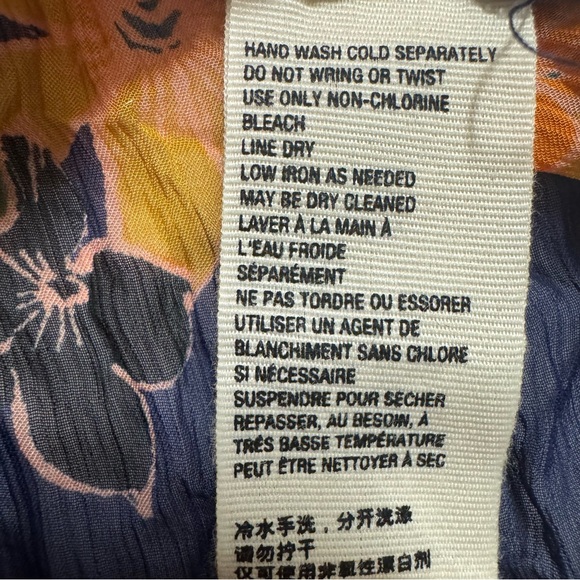 Free People Floral Babydoll Tunic Dress XS Navy Boho Mini Swing Sheer Chiffon - Picture 14 of 15